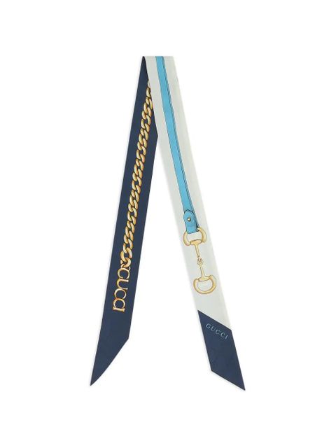 Gucci chain-print silk scarf - Blue - zdjęcie produktu nr 1