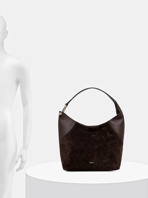 Furla torebka zamszowa Lara M Hobo kolor brązowy WB01900 BX1895 4286S