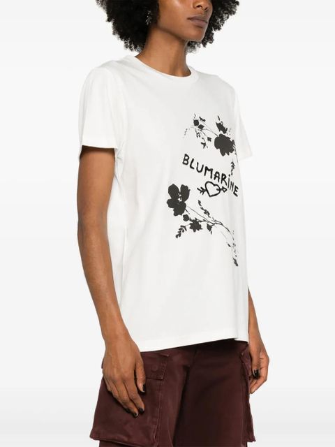 Blumarine logo-embroidered cotton T-shirt - White