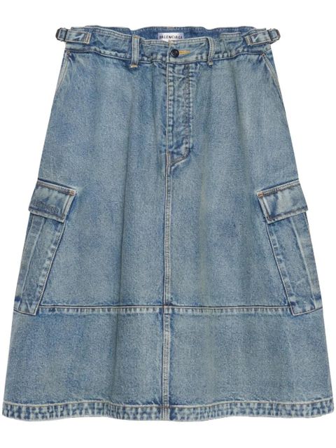 Balenciaga logo-embroidered cargo denim skirt - Blue - zdjęcie produktu nr 1