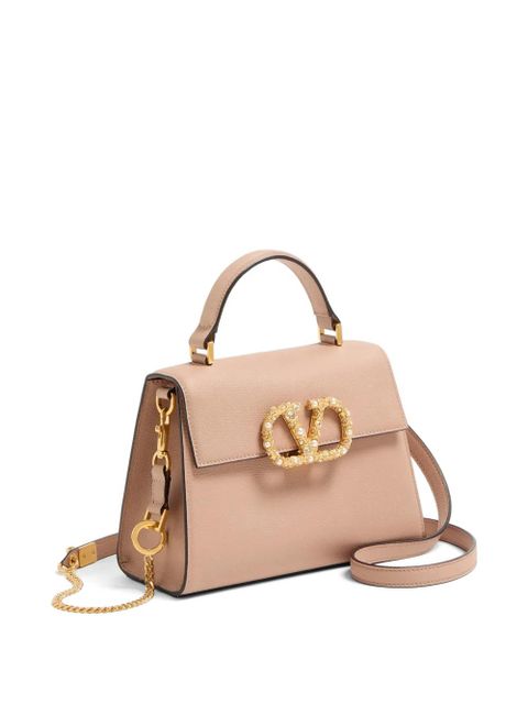 Valentino Garavani Vsling small handbag in grainy calfskin with jewel logo - Pink