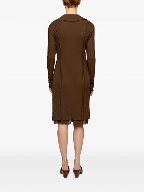 GANNI knot detail buttoned midi dress - Brown