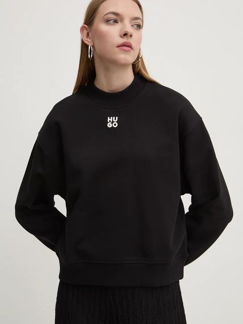 HUGO bluza bawełniana damska kolor czarny gładka 50527463 - zdjęcie produktu nr 1