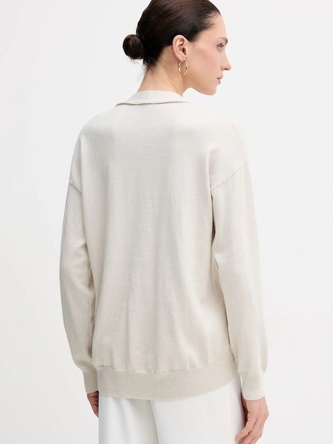 Sisley kardigan z domieszką wełny damski kolor beżowy lekki 1KHTM602P - zdjęcie produktu nr 2