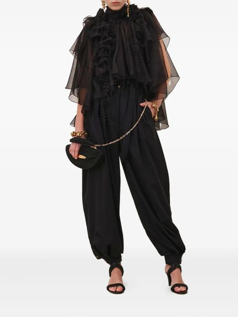 ZIMMERMANN floral-embellished ruffled blouse - Black - zdjęcie produktu nr 2