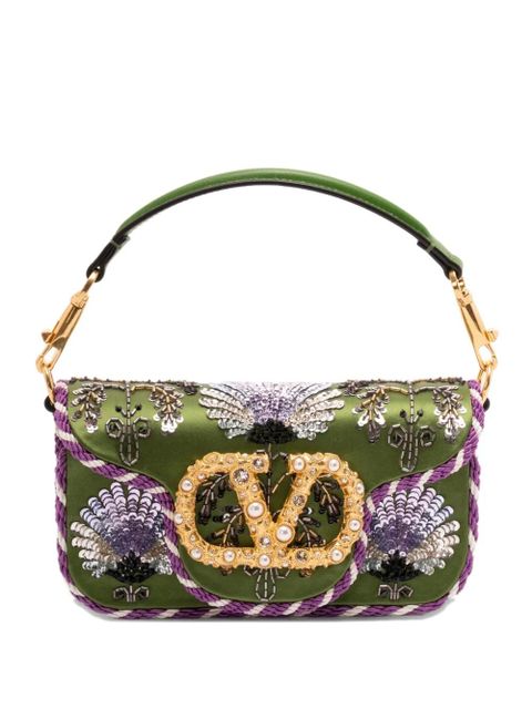 Valentino Garavani small Locò floral-embroidered VLogo-signature tote bag - Green - zdjęcie produktu nr 1