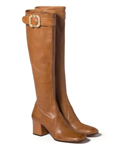 Miu Miu 65mm buckle-fastening leather boots - Brown