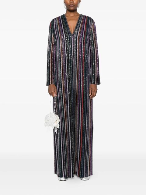 Missoni sequin-striped V-neck maxi dress - Purple