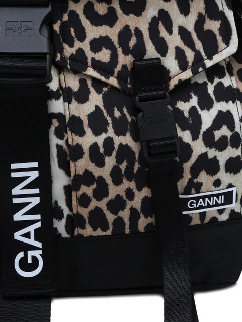 GANNI leopard-print backpack - Brown