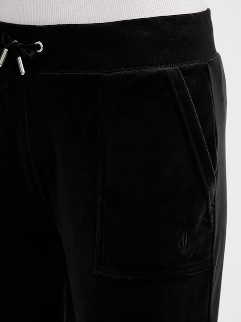 Juicy Couture spodnie dresowe welurowe damskie kolor czarny gładkie JCBBJ225802