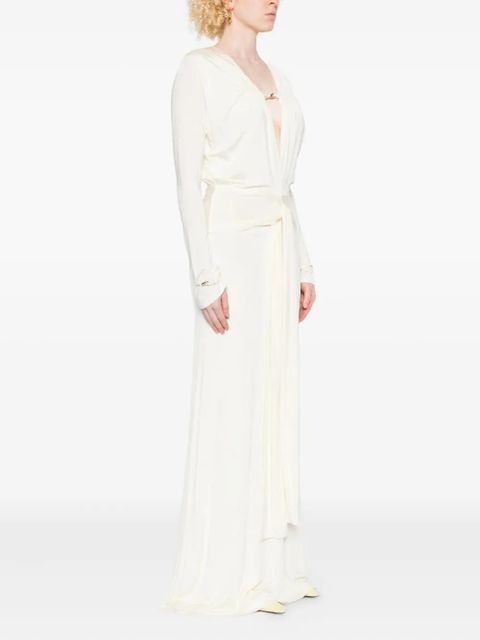 Paris Georgia Filomena long-sleeve wrap dress - White