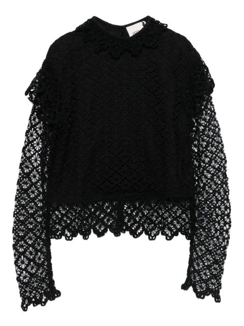 ISABEL MARANT Ludivine lace-trimmed ruffled top - Black - zdjęcie produktu nr 1