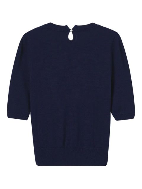 SHUSHU/TONG puff-sleeve logo-print top - Blue - zdjęcie produktu nr 2