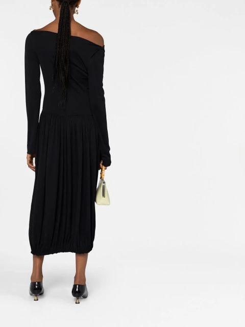 Lanvin long-sleeve asymmetric midi dress - Black