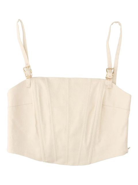 Cult Gaia Loren buckle-strap corset top - Neutrals