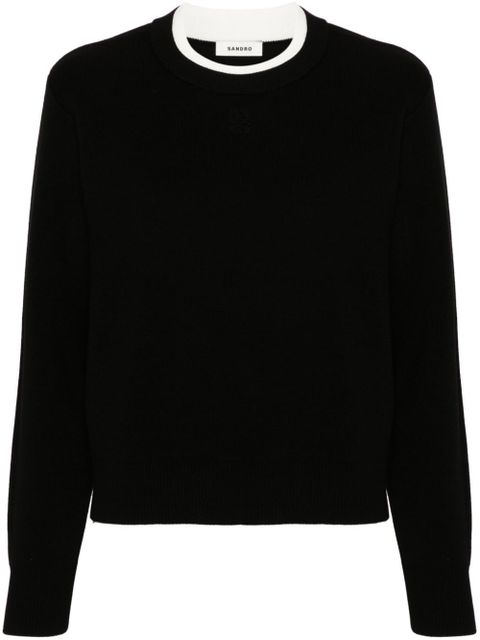 SANDRO logo-embroidered crew-neck jumper - Black - zdjęcie produktu nr 1