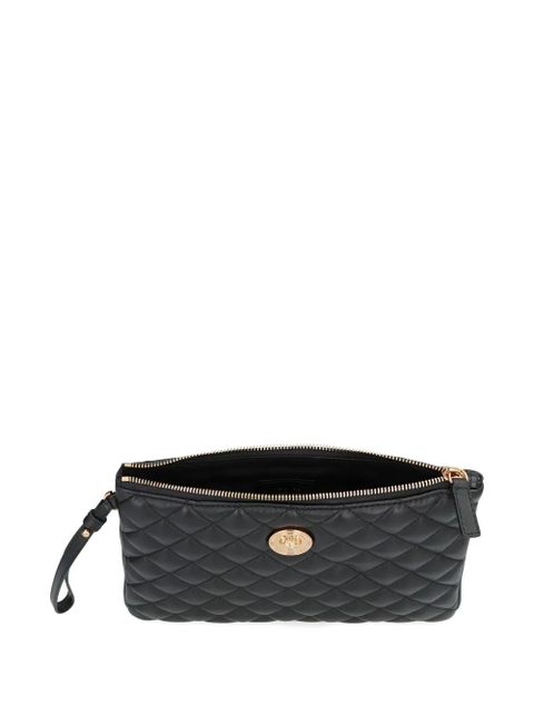 Versace quilted logo leather clutch bag - Black
