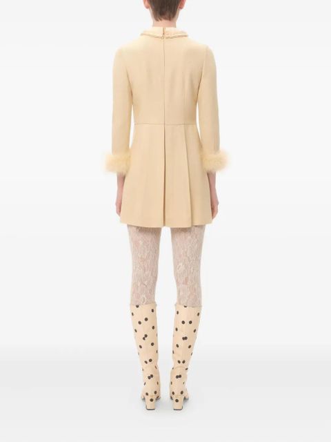 Valentino Garavani feather-trim mini dress - Neutrals