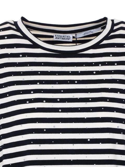 Essentiel Antwerp striped strass T-shirt - Black