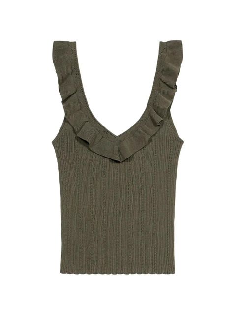 Blumarine ruffled V-neck tank top - Green - zdjęcie produktu nr 1
