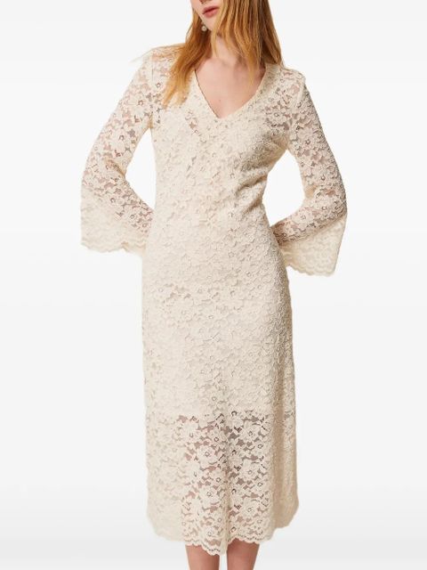 TWINSET laced flared midi dress - Neutrals - zdjęcie produktu nr 2