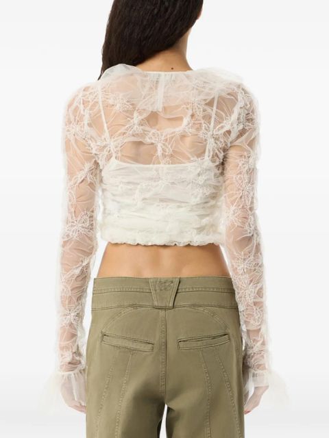 Blumarine ruffled tulle blouse - White