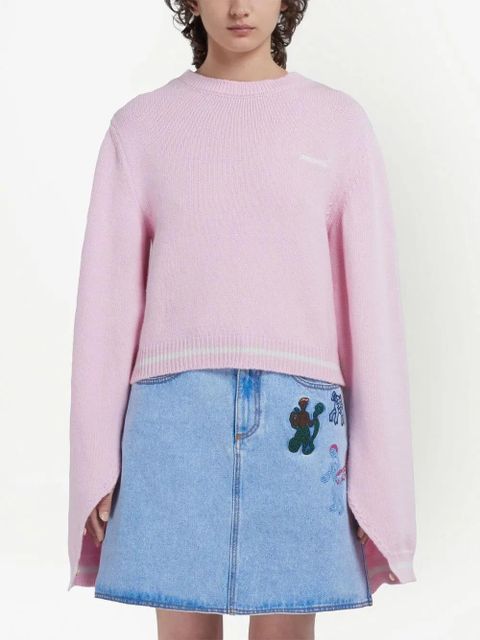 Marni logo-embroidered virgin wool jumper - Pink