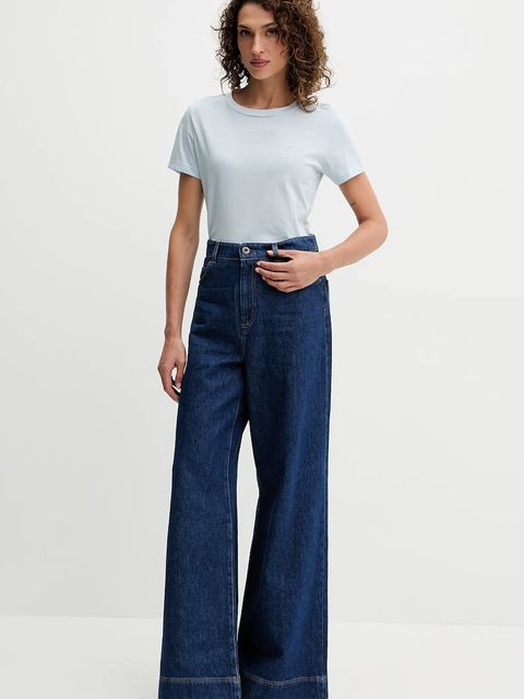 BOSS Orange t-shirt bawełniany damski kolor niebieski 50549184