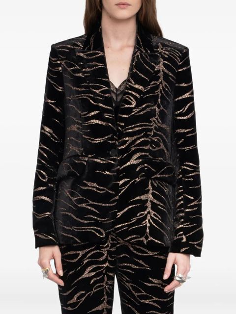 Zadig&Voltaire Vavy tiger-stripe velvet blazer - Black
