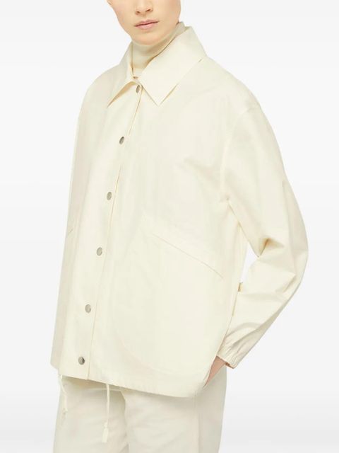 Jil Sander logo-print cotton shirt jacket - White
