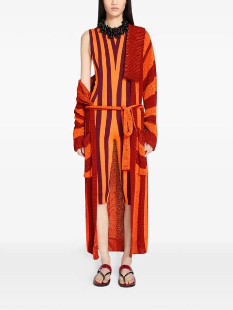 DRIES VAN NOTEN belted striped cardigan - Red - zdjęcie produktu nr 2