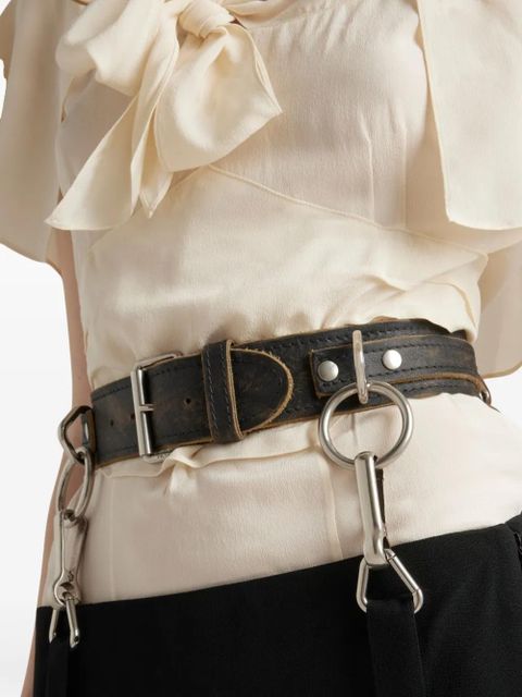 Prada belted pleated midi skirt - Black