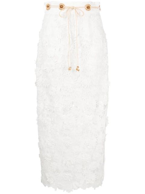 ZIMMERMANN Raie lace midi skirt - White - zdjęcie produktu nr 1