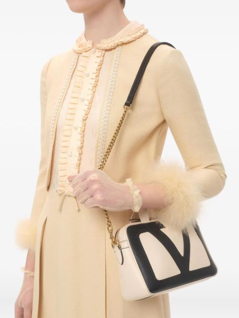 Valentino Garavani feather-trim mini dress - Neutrals