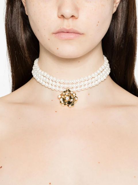 Self-Portrait charm-detail necklace - White