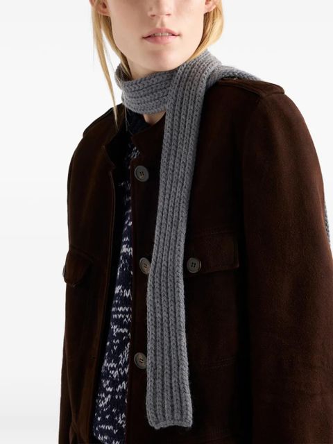 Prada enamelled triangle rib knit scarf - Grey