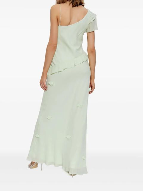 Self-Portrait floral-appliqué georgette maxi dress - Green