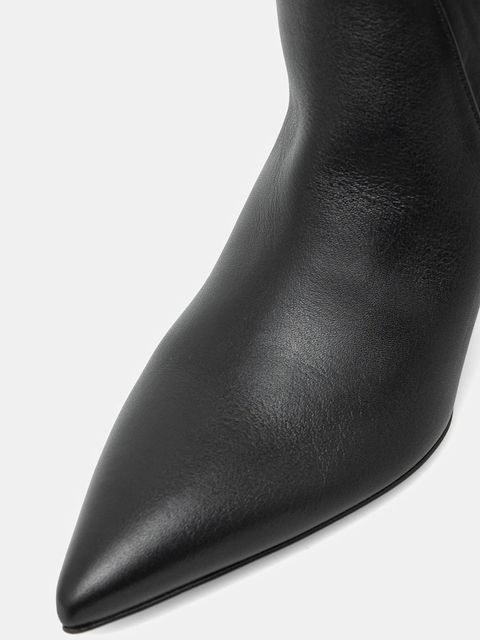 Weekend Max Mara kozaki skórzane Tasca damskie kolor czarny na słupku 2525796075600