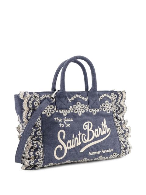 MC2 Saint Barth broderie anglaise ruffled tote bag - Blue