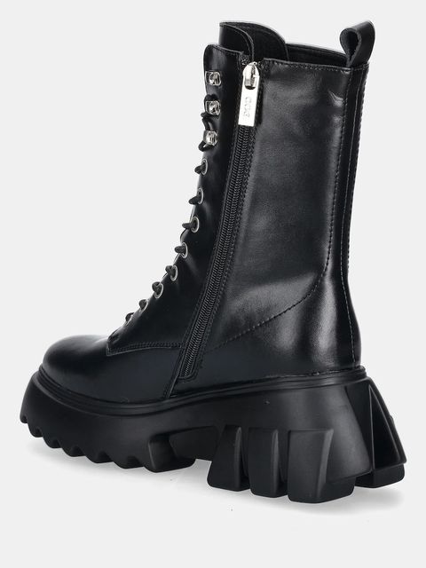 GOE workery skórzane damskie kolor czarny na platformie lekko ocieplone SS2N4131 BLACK