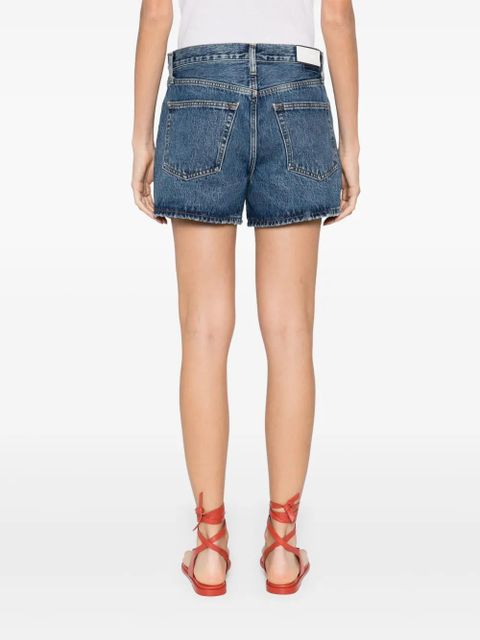 RE/DONE logo-patch denim shorts - Blue