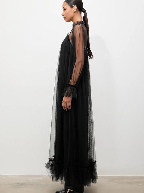 Answear.LAB sukienka kolor czarny maxi prosta