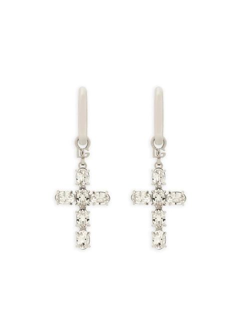 Dolce & Gabbana cross-charm hoop earrings - Silver - zdjęcie produktu nr 1
