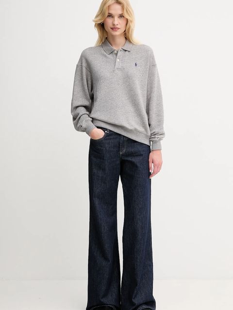 Polo Ralph Lauren bluza damska kolor szary gładka 211965097