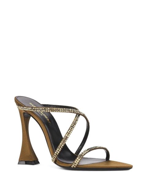 Saint Laurent 110mm crystal-embellished sandals - Brown
