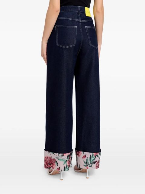Marques'Almeida floral-cuff jeans - Blue