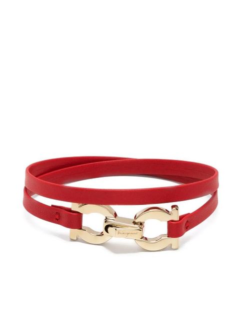 Ferragamo Gancini-plaque leather bracelet - Red - zdjęcie produktu nr 1