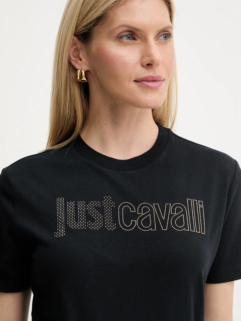 Just Cavalli t-shirt bawełniany damski kolor czarny 79PAHE23 CJ110