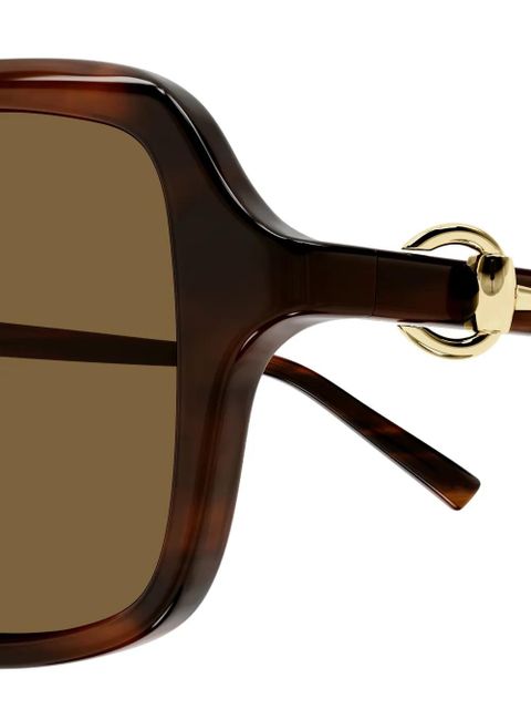 Gucci Eyewear horsebit-detail geometric-frame sunglasses - Brown