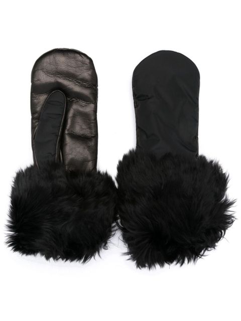 Prada faux-fur leather gloves - Black - zdjęcie produktu nr 1